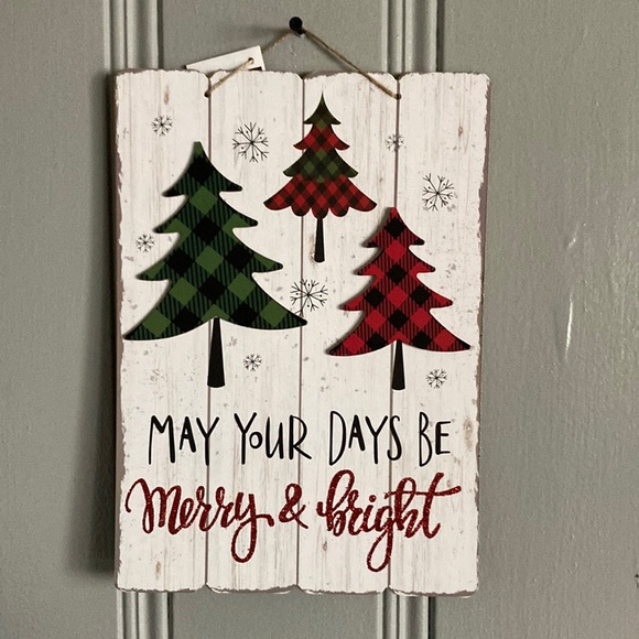 NWT Holiday Farmhouse Wooden- May Your Days Be Merry & Bright Decoration Sign - Picture 3 of 5